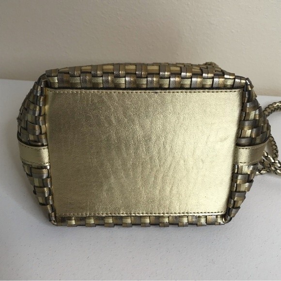 Bags by Warren Reed Vintage Gold Bronze Faux Leather Woven Braided Strap Retro - Picture 7 of 14